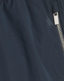 Navy Short Length Piped Swim Shorts