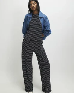 Navy Short Sleeve Striped Top