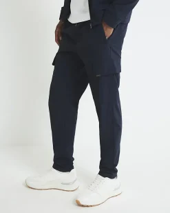 Navy Skinny Fit Stretch Cargo Trousers