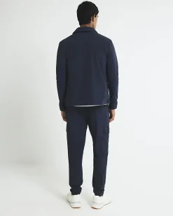 Navy Skinny Fit Stretch Cargo Trousers