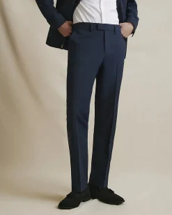 Navy Slim Fit Check Suit Trousers