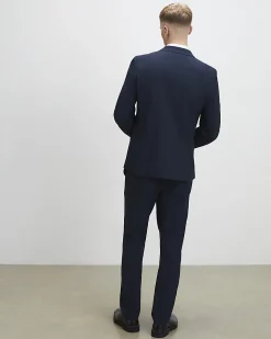 Navy Slim Fit Check Suit Trousers