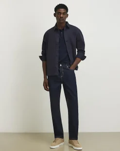 Navy Slim Fit Cotton Knitted Polo Shirt