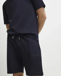 Navy Slim Fit Cotton T-Shirt And Shorts Set