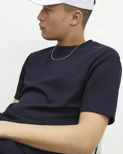Navy Slim Fit Cotton T-Shirt And Shorts Set