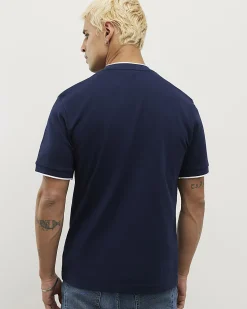 Navy Slim Fit Interlock Cotton T-Shirt