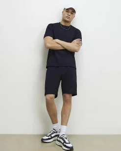 Navy Slim Fit Interlock Shorts