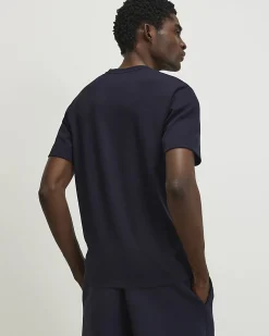 Navy Slim Fit Midweight V Neck T-Shirt