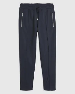 Navy Slim Fit Pique Pintuck Joggers