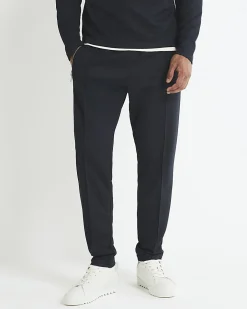 Navy Slim Fit Pique Pintuck Joggers