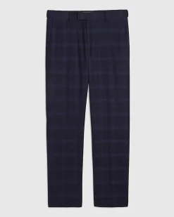 Navy Slim Fit Stretch Check Suit Trousers