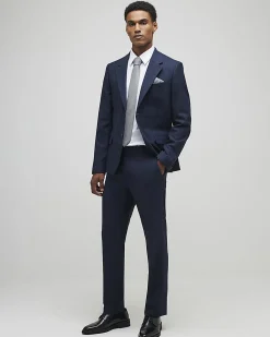 Navy Slim Fit Stretch Tailored Suit Trousers