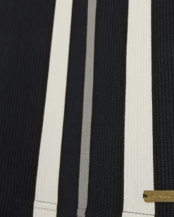 Navy Slim Fit Stripe Texture Polo Shirt