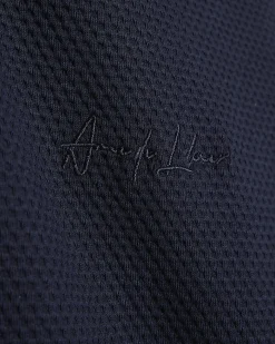 Navy Slim Fit Textured Cotton T-Shirt