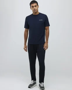 Navy Slim Fit Textured Crew Neck T-Shirt
