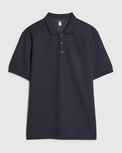 Navy Slim Fit Textured Lightweight Polo Shirt