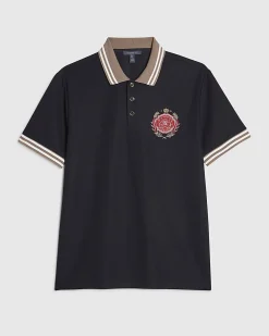 Navy Slim Fit Tipped Crest Polo Shirt