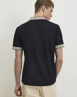 Navy Slim Fit Tipped Crest Polo Shirt