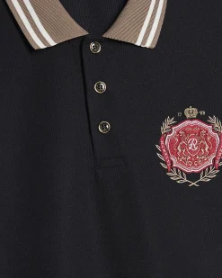Navy Slim Fit Tipped Crest Polo Shirt