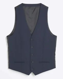 Navy slim fit waistcoat