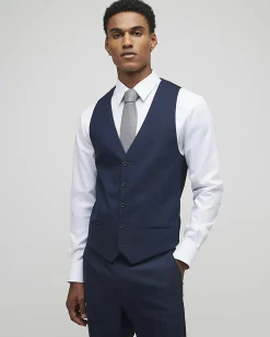 Navy slim fit waistcoat