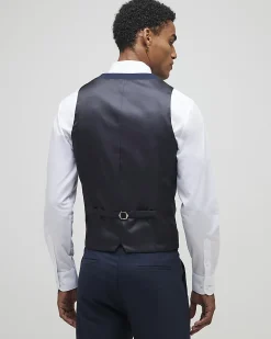 Navy slim fit waistcoat