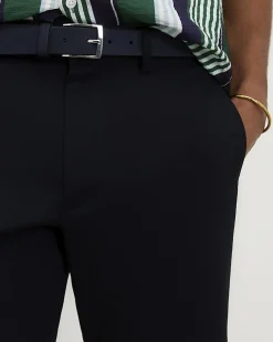 Navy Slim Stretch Chino Short with Belt