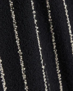 Navy Stretch Jersey Stripe Wide Leg Trousers