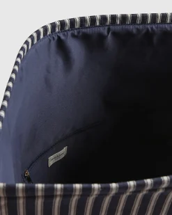 Navy Striped Roll Top Bag