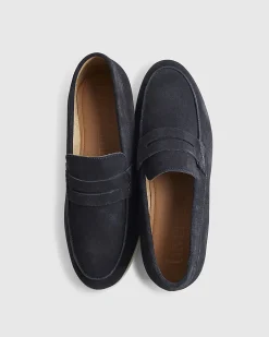 Navy Suede Loafers