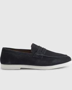 Navy Suede Loafers