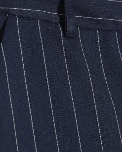 Navy Tailored Pinstripe Wide Leg Trousers