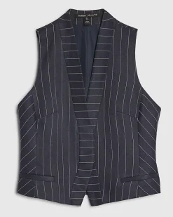 Navy Tailored Sleeveless Pinstripe Waistcoat