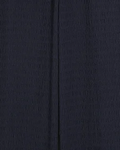 Navy Textured Drawstring Wide Leg Trousers