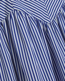 Navy V Neck Stripe Midi Dress