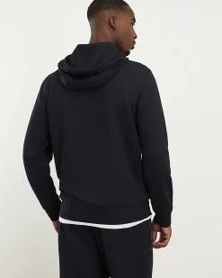 Navy Zip Through Pique Hoodie