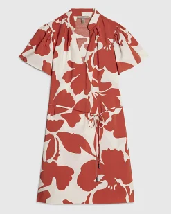 Orange Abstract Print Mini Shift Dress