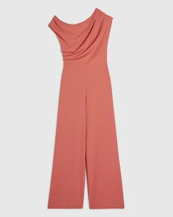 Orange Asymmetric Draped Jumpsuit