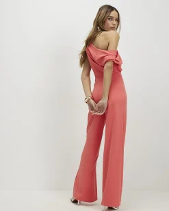 Orange Asymmetric Draped Jumpsuit