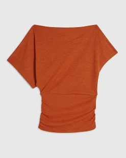 Orange Banded Hem Drape Top