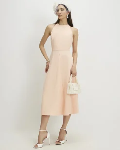 Orange Bow Back Detail Midi Dress