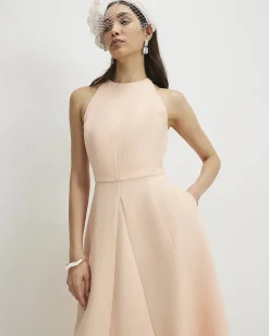 Orange Bow Back Detail Midi Dress