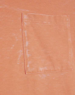 Orange Cotton Blend Burnout Effect T-Shirt