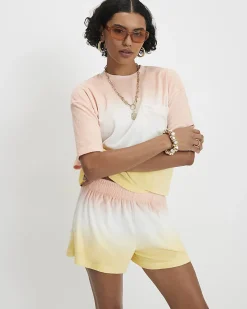 Orange Cotton Blend Ombre Towelling T-shirt
