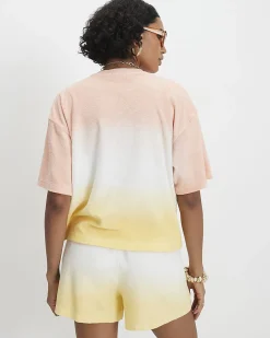 Orange Cotton Blend Ombre Towelling T-shirt