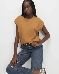 Orange Cotton Grown On Sleeve T-Shirt