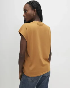 Orange Cotton Grown On Sleeve T-Shirt