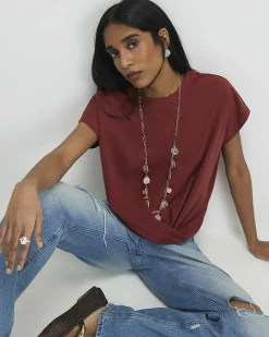 Orange Cotton Twist Front T-Shirt
