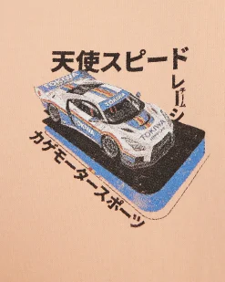 Orange Cotton Washed Japanese Car T-Shirt