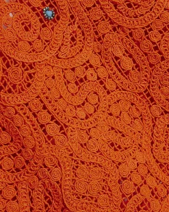 Orange Crochet Embellished Mini Beach Tunic